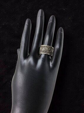 Vintage Unisex Sterling Silver Openwork Band Ring from Bali, 'Merajan Majesty' S